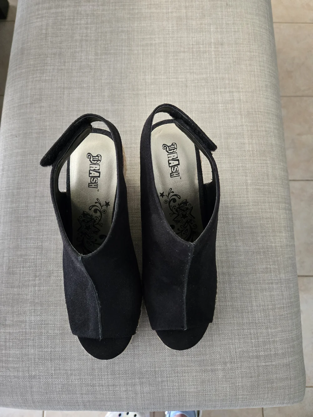 Black Suede Peep-Toe Slingback Wedge Heels by Coconuts by Matisse